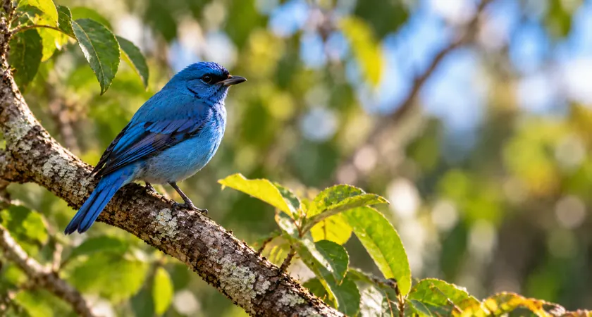Saí-azul de plumagem azul e preta, representando o tema sonhar com passarinho azul.